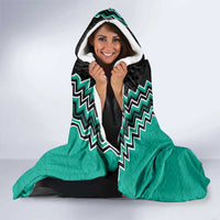 Teal Niho Taniwha Mix Poutama Hooded Blanket Unique Taniko Aotearoa LT01 - Polynesian Pride