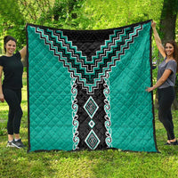 Teal Niho Taniwha Mix Poutama Quilt Unique Taniko Aotearoa