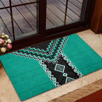 Teal Niho Taniwha Mix Poutama Rubber Doormat Unique Taniko Aotearoa LT01 - Polynesian Pride