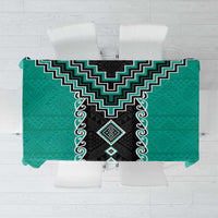 Teal Niho Taniwha Mix Poutama Tablecloth Unique Taniko Aotearoa LT01 Teal - Polynesian Pride