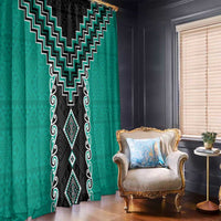 Teal Niho Taniwha Mix Poutama Window Curtain Unique Taniko Aotearoa LT01 - Polynesian Pride