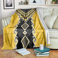 Yellow Niho Taniwha Mix Poutama Blanket Unique Taniko Aotearoa LT01 Yellow - Polynesian Pride