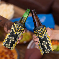 Yellow Niho Taniwha Mix Poutama 4 in 1 Can Cooler Tumbler Unique Taniko Aotearoa LT01 - Polynesian Pride