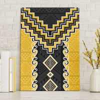 Yellow Niho Taniwha Mix Poutama Canvas Wall Art Unique Taniko Aotearoa LT01 Without Frame Yellow - Polynesian Pride