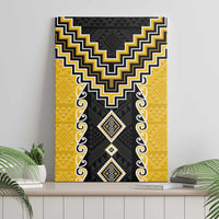 Yellow Niho Taniwha Mix Poutama Canvas Wall Art Unique Taniko Aotearoa LT01 - Polynesian Pride