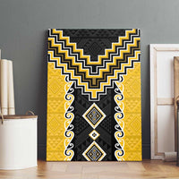 Yellow Niho Taniwha Mix Poutama Canvas Wall Art Unique Taniko Aotearoa LT01 - Polynesian Pride