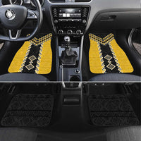 Yellow Niho Taniwha Mix Poutama Car Mats Unique Taniko Aotearoa LT01 Set 4pcs Yellow - Polynesian Pride