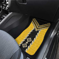 Yellow Niho Taniwha Mix Poutama Car Mats Unique Taniko Aotearoa LT01 - Polynesian Pride