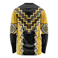 Yellow Niho Taniwha Mix Poutama Long Sleeve Shirt Unique Taniko Aotearoa LT01 - Polynesian Pride