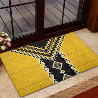 Yellow Niho Taniwha Mix Poutama Rubber Doormat Unique Taniko Aotearoa LT01 - Polynesian Pride