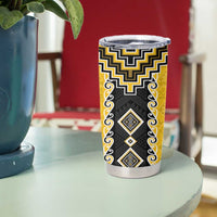 Yellow Niho Taniwha Mix Poutama Tumbler Cup Unique Taniko Aotearoa LT01 - Polynesian Pride
