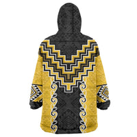 Yellow Niho Taniwha Mix Poutama Wearable Blanket Hoodie Unique Taniko Aotearoa LT01 - Polynesian Pride