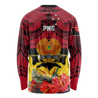 Papua New Guinea Long Sleeve Shirt Bird Of Paradise Mix Polynesian Pattern LT01 - Polynesian Pride