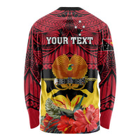 Personalised Papua New Guinea Long Sleeve Shirt Bird Of Paradise Mix Polynesian Pattern LT01 - Polynesian Pride