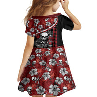 Hawaii Halloween Family Matching Short Sleeve Bodycon Dress and Hawaiian Shirt Hibiscus Skull Kakau Pattern LT01 - Polynesian Pride