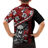 Hawaii Halloween Kid Hawaiian Shirt Hibiscus Skull Kakau Pattern LT01 - Polynesian Pride