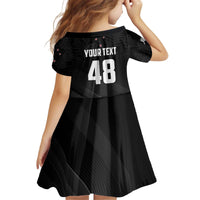 Custom New Zealand Cricket Kid Short Sleeve Dress Aotearoa Black Cap Come On