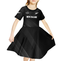 Custom New Zealand Cricket Kid Short Sleeve Dress Aotearoa Black Cap Come On