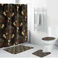 Javanese Batik Semen Bathroom Set Indonesian Traditional Pattern LT01 Bathroom Set (4 pcs) Black - Polynesian Pride