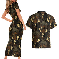 Javanese Batik Semen Couples Matching Short Sleeve Bodycon Dress and Hawaiian Shirt Indonesian Traditional Pattern LT01 - Polynesian Pride
