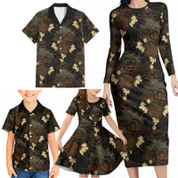 Javanese Batik Semen Family Matching Long Sleeve Bodycon Dress and Hawaiian Shirt Indonesian Traditional Pattern LT01 - Polynesian Pride