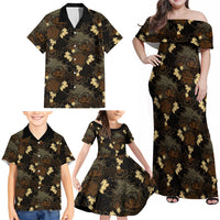 Javanese Batik Semen Family Matching Off Shoulder Maxi Dress and Hawaiian Shirt Indonesian Traditional Pattern LT01 - Polynesian Pride
