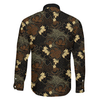 Javanese Batik Semen Family Matching Off Shoulder Maxi Dress and Hawaiian Shirt Indonesian Traditional Pattern LT01 Son's Shirt Black - Polynesian Pride