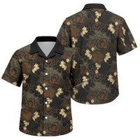 Javanese Batik Semen Family Matching Off Shoulder Short Dress and Hawaiian Shirt Indonesian Traditional Pattern LT01 Son's Shirt Black - Polynesian Pride