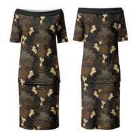 Javanese Batik Semen Family Matching Puletasi and Hawaiian Shirt Indonesian Traditional Pattern LT01 Mom's Dress Black - Polynesian Pride