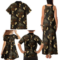Javanese Batik Semen Family Matching Tank Maxi Dress and Hawaiian Shirt Indonesian Traditional Pattern LT01 Mom's Dress Black - Polynesian Pride
