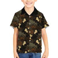 Javanese Batik Semen Kid Hawaiian Shirt Indonesian Traditional Pattern LT01 Kid Black - Polynesian Pride