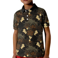 Javanese Batik Semen Kid Polo Shirt Indonesian Traditional Pattern LT01 Kid Black - Polynesian Pride