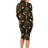 Javanese Batik Semen Long Sleeve Bodycon Dress Indonesian Traditional Pattern LT01 - Polynesian Pride