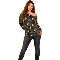 Javanese Batik Semen Off Shoulder Sweater Indonesian Traditional Pattern LT01 - Polynesian Pride