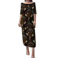 Javanese Batik Semen Puletasi Indonesian Traditional Pattern LT01 Long Dress Black - Polynesian Pride