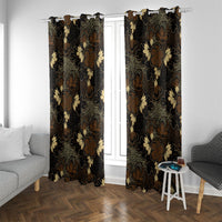 Javanese Batik Semen Window Curtain Indonesian Traditional Pattern LT01 With Grommets Black - Polynesian Pride
