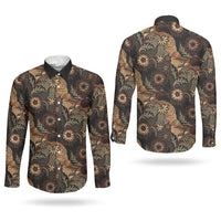 Batik Pedalaman Semen Lereng Style Couples Matching Off Shoulder Maxi Dress and Long Sleeve Button Shirt Indonesian Traditional Pattern LT01 - Polynesian Pride
