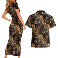Batik Pedalaman Semen Lereng Style Couples Matching Short Sleeve Bodycon Dress and Hawaiian Shirt Indonesian Traditional Pattern