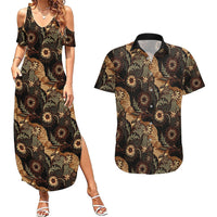 Batik Pedalaman Semen Lereng Style Couples Matching Summer Maxi Dress and Hawaiian Shirt Indonesian Traditional Pattern