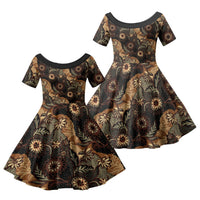 Batik Pedalaman Semen Lereng Style Family Matching Long Sleeve Bodycon Dress and Hawaiian Shirt Indonesian Traditional Pattern LT01 Daughter's Dress Black - Polynesian Pride