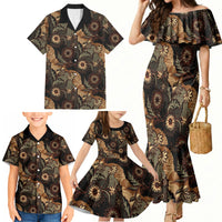 Batik Pedalaman Semen Lereng Style Family Matching Mermaid Dress and Hawaiian Shirt Indonesian Traditional Pattern LT01 - Polynesian Pride