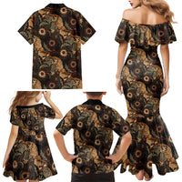 Batik Pedalaman Semen Lereng Style Family Matching Mermaid Dress and Hawaiian Shirt Indonesian Traditional Pattern