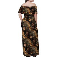 Batik Pedalaman Semen Lereng Style Family Matching Off Shoulder Maxi Dress and Hawaiian Shirt Indonesian Traditional Pattern
