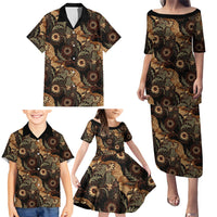Batik Pedalaman Semen Lereng Style Family Matching Puletasi and Hawaiian Shirt Indonesian Traditional Pattern LT01 - Polynesian Pride