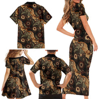 Batik Pedalaman Semen Lereng Style Family Matching Short Sleeve Bodycon Dress and Hawaiian Shirt Indonesian Traditional Pattern