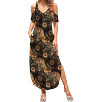 Batik Pedalaman Semen Lereng Style Family Matching Summer Maxi Dress and Hawaiian Shirt Indonesian Traditional Pattern