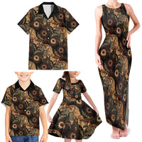 Batik Pedalaman Semen Lereng Style Family Matching Tank Maxi Dress and Hawaiian Shirt Indonesian Traditional Pattern