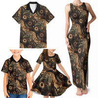 Batik Pedalaman Semen Lereng Style Family Matching Tank Maxi Dress and Hawaiian Shirt Indonesian Traditional Pattern LT01 - Polynesian Pride