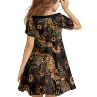 Batik Pedalaman Semen Lereng Style Kid Short Sleeve Dress Indonesian Traditional Pattern LT01 - Polynesian Pride