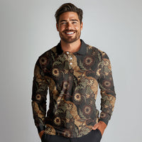Batik Pedalaman Semen Lereng Style Long Sleeve Polo Shirt Indonesian Traditional Pattern